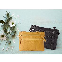YEUNWOO Cowhide 3 zipper Cross Bag