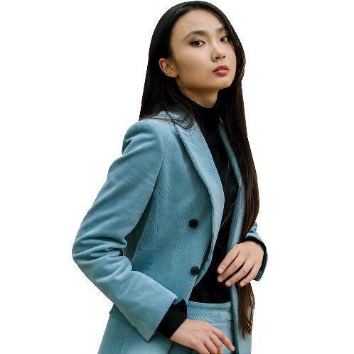 SUIT HEEL CORDUROY DOUBLE SUIT - SKY BLUE