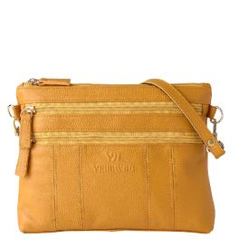 YEUNWOO Cowhide 3 zipper Cross Bag
