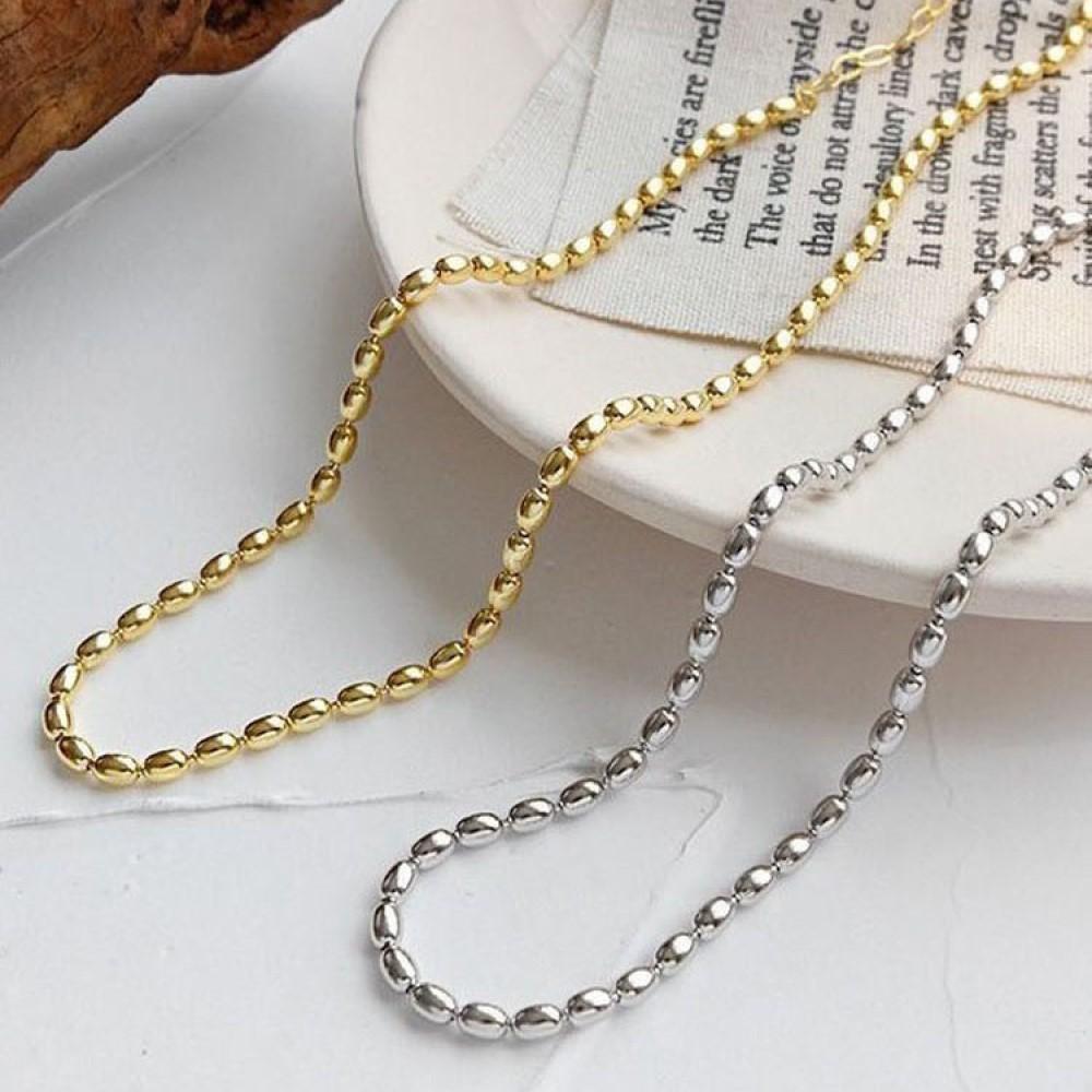 Thermal Steel Metal Rice Beads Chain Necklace Choker